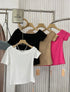 Casual Asymmetrical Sleeves Round Neck Crop Tops